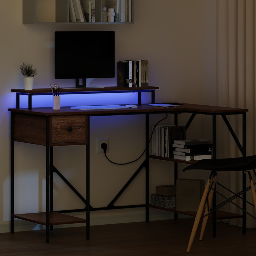 Bord med skuffe Brun eg 120 x 79 x 86,5 cm Konstrueret træ
