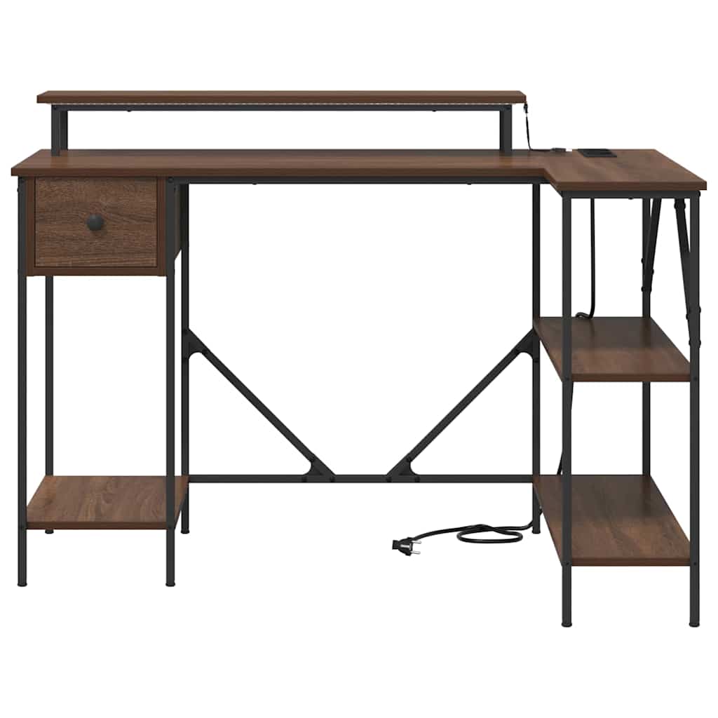 Bord med skuffe Brun eg 120 x 79 x 86,5 cm Konstrueret træ