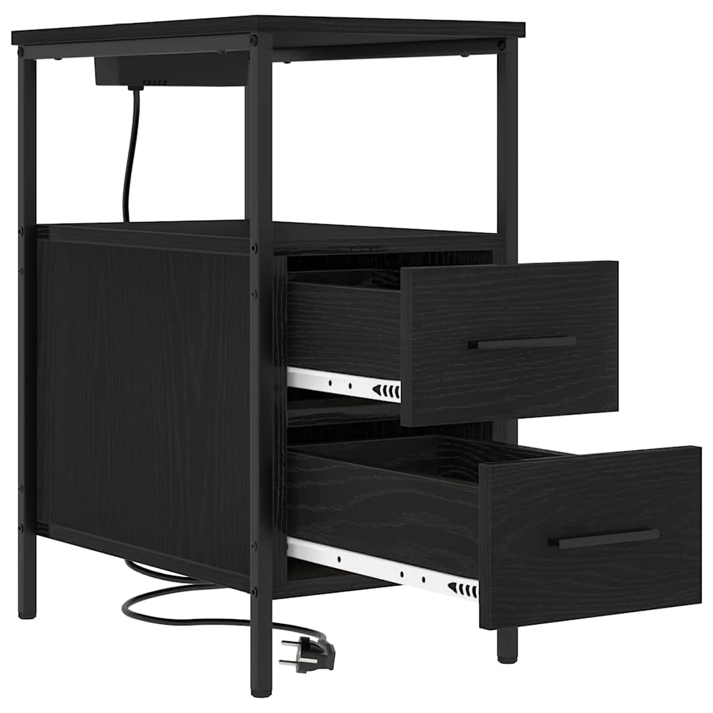 Natskab 2 pcs Sort eg 30 x 48 x 61 cm Konstrueret træ