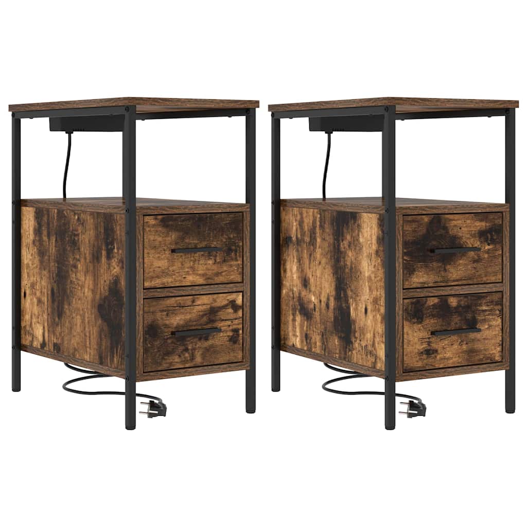 Natskab 2 pcs Røget eg 30 x 48 x 61 cm Konstrueret træ