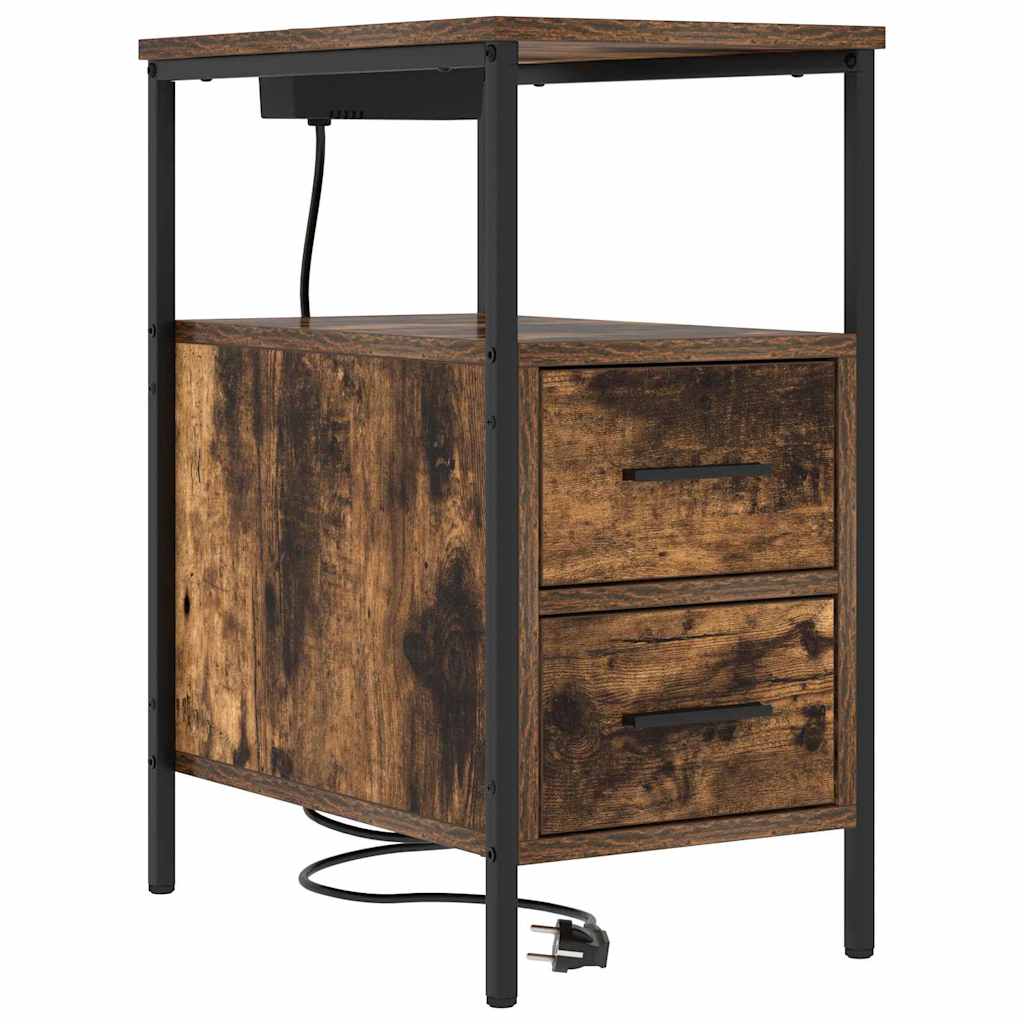 Natskab 2 pcs Røget eg 30 x 48 x 61 cm Konstrueret træ