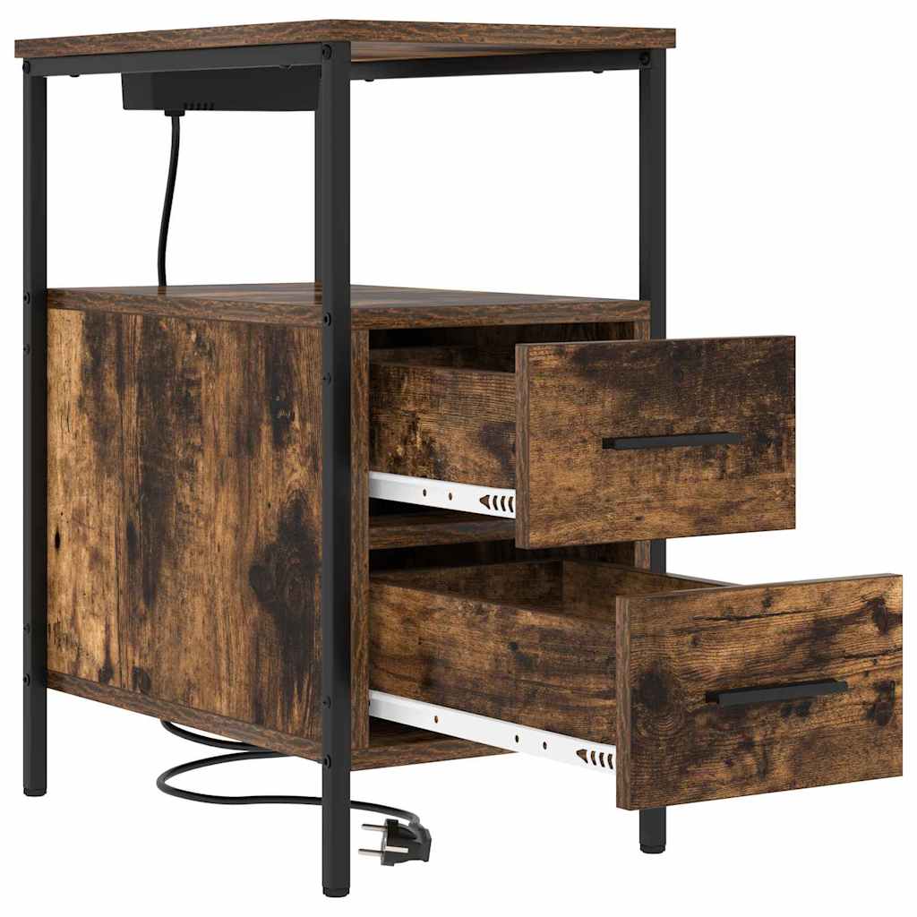 Natskab 2 pcs Røget eg 30 x 48 x 61 cm Konstrueret træ