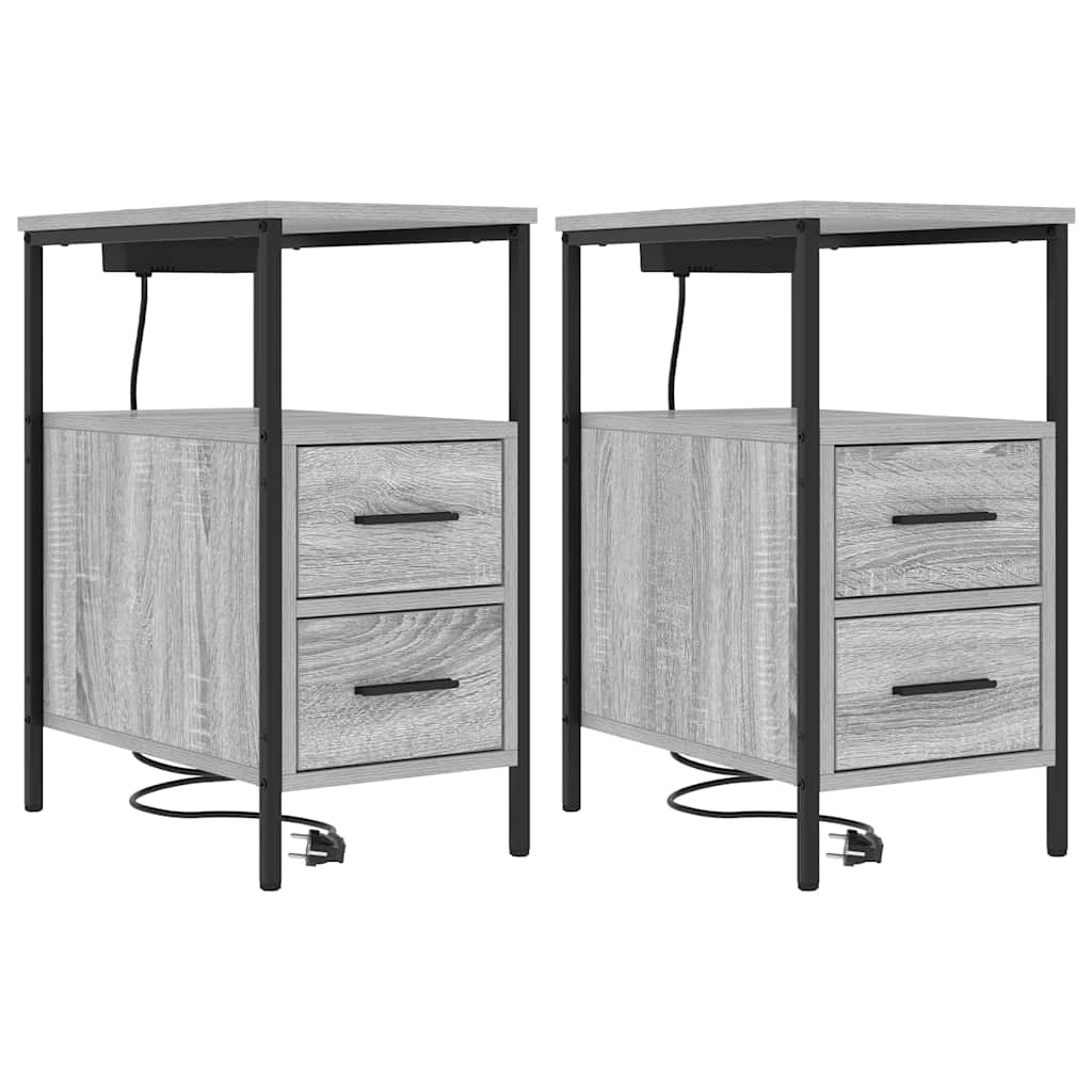 Natskab 2 pcs Grå Sonoma 30 x 48 x 61 cm Konstrueret træ