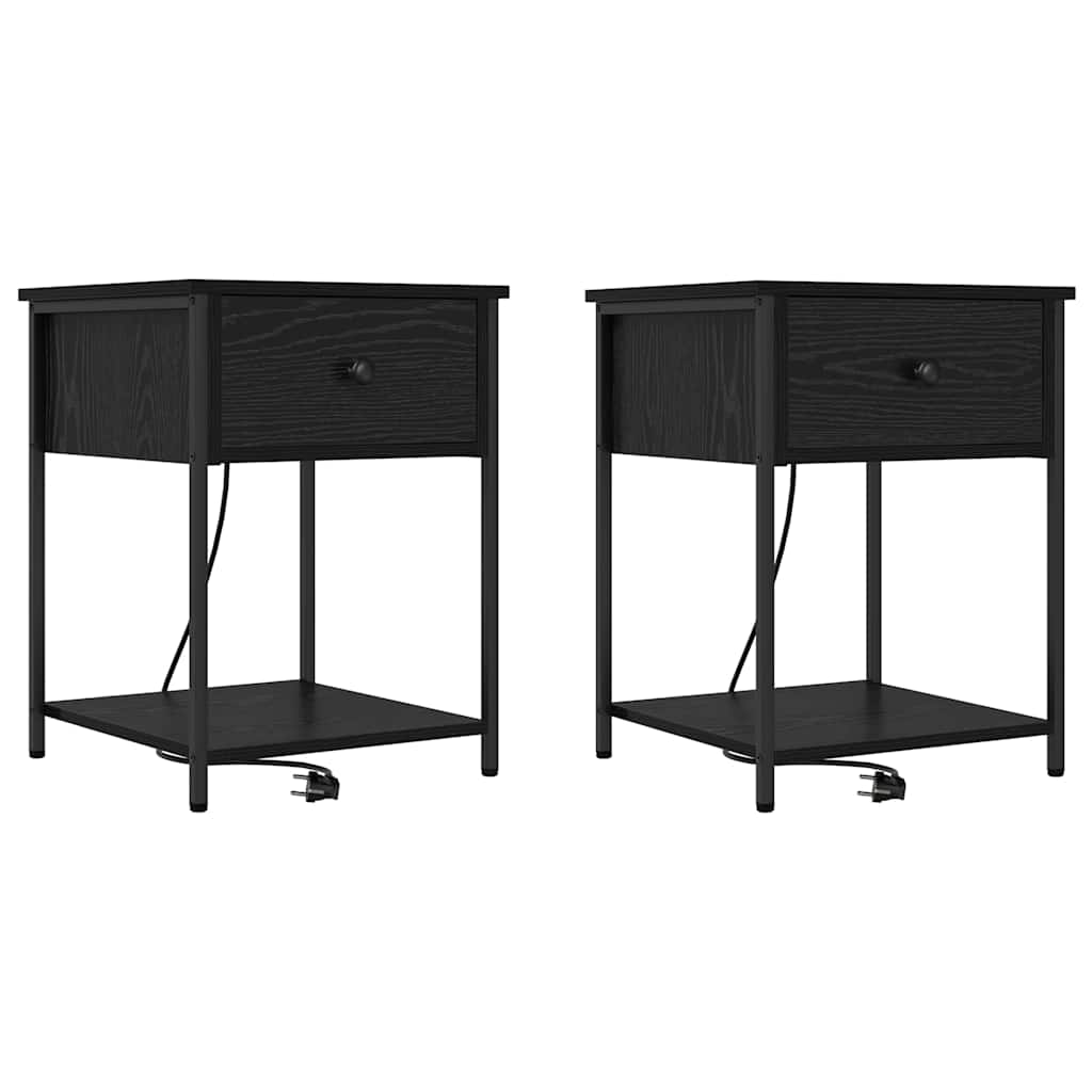 Natskab 2 pcs Sort eg 42 x 41 x 56 cm Konstrueret træ