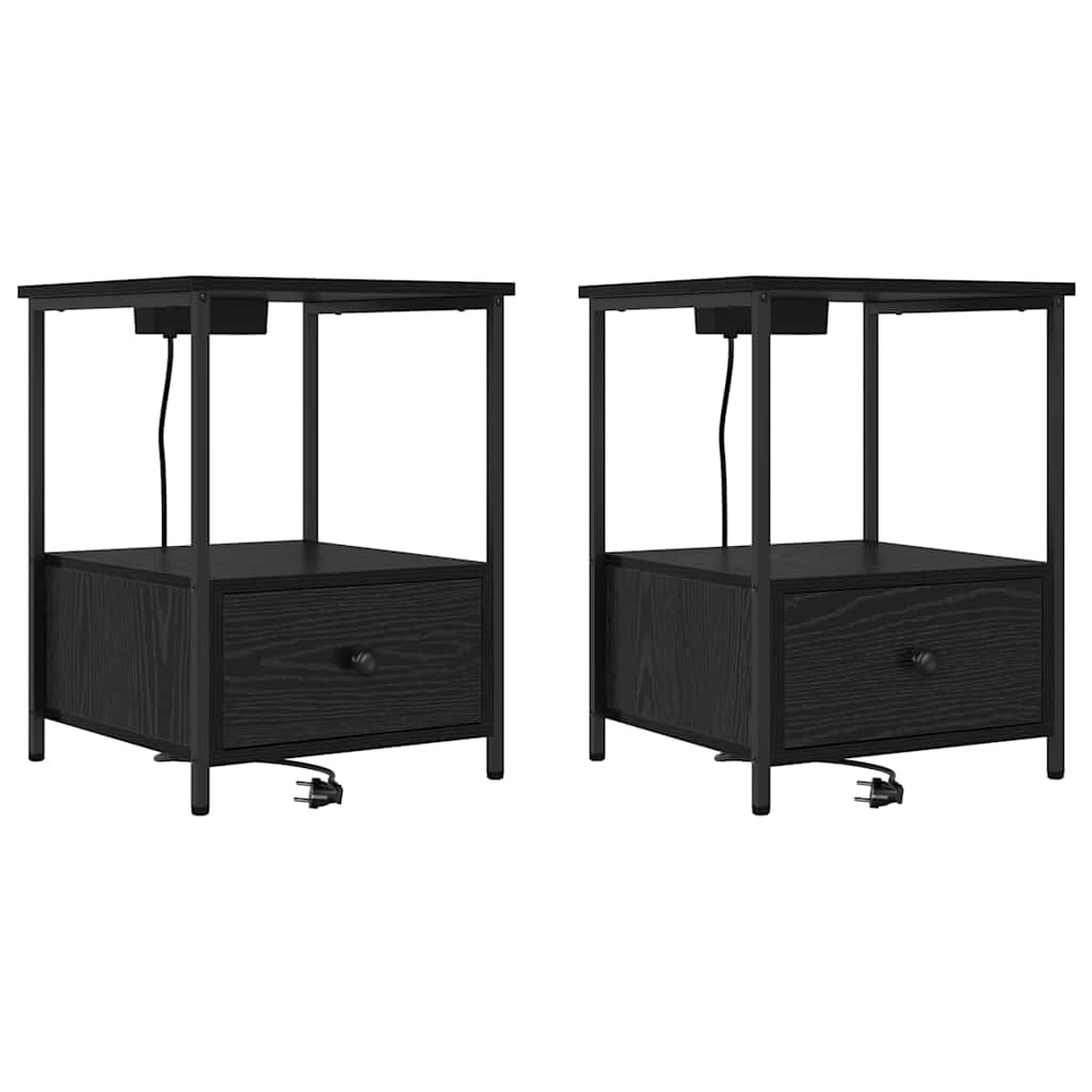 Natskab 2 pcs Sort eg 42 x 41 x 56 cm Konstrueret træ