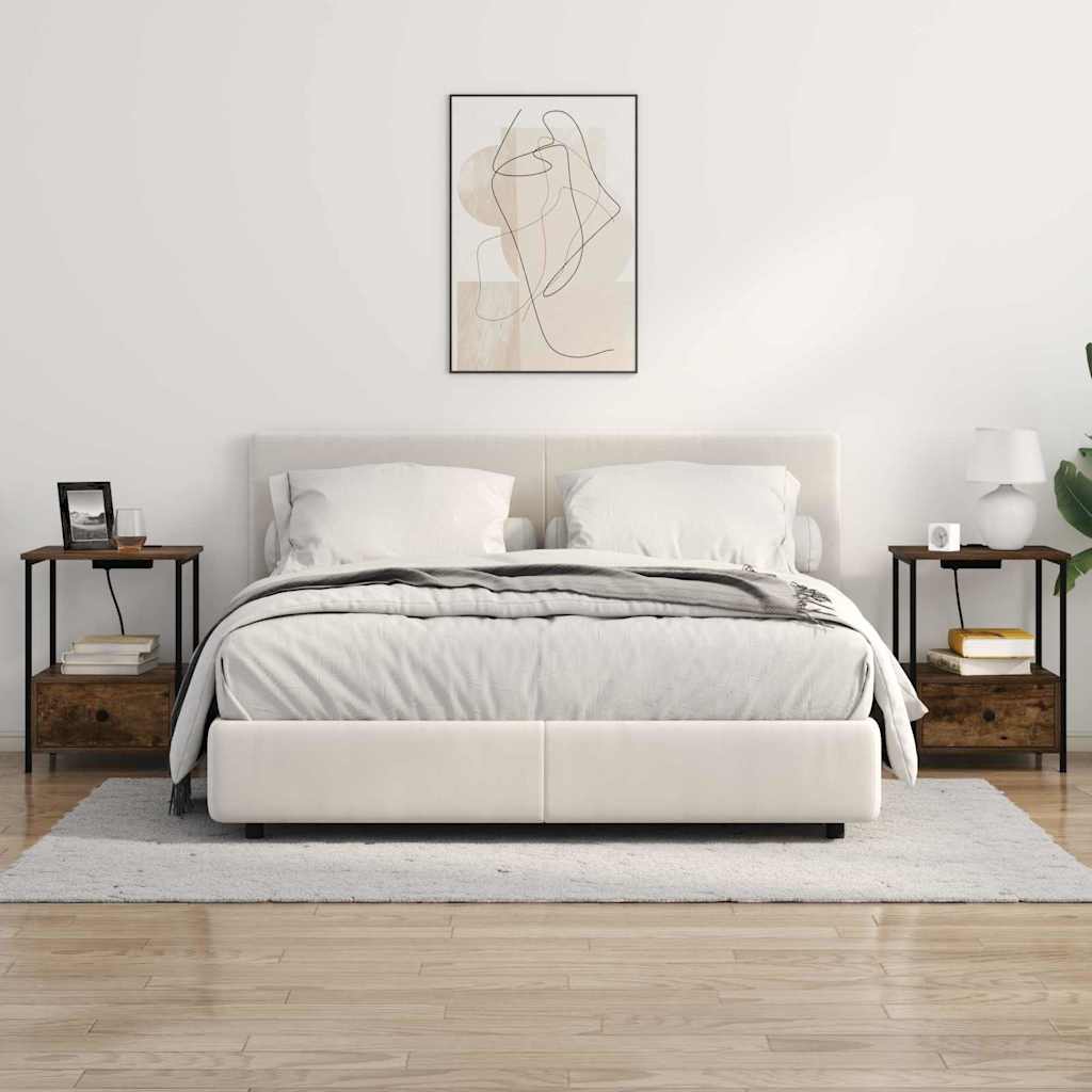 Natskab 2 pcs Røget eg 42 x 41 x 56 cm Konstrueret træ