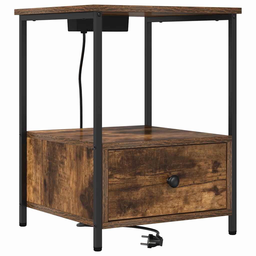 Natskab 2 pcs Røget eg 42 x 41 x 56 cm Konstrueret træ