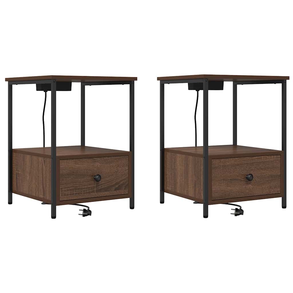 Natskab 2 pcs Brun eg 42 x 41 x 56 cm Konstrueret træ