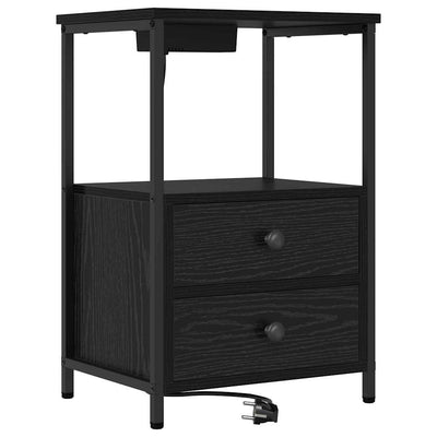 Natskab med skuffe Sort eg 40 x 31 x 60 cm Konstrueret træ