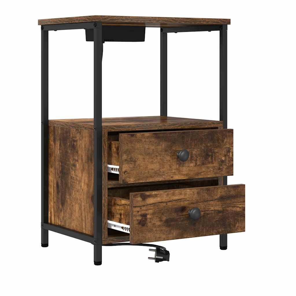 Natskab 2 pcs Røget eg 40 x 31 x 60 cm Konstrueret træ