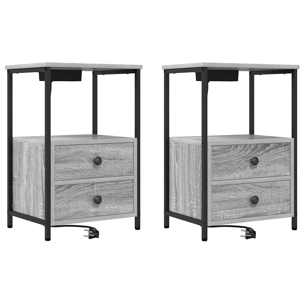 Natskab 2 pcs Grå Sonoma 40 x 31 x 60 cm Konstrueret træ