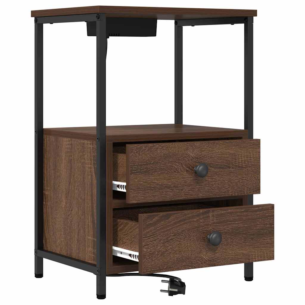 Natskab 2 pcs Brun eg 40 x 31 x 60 cm Konstrueret træ