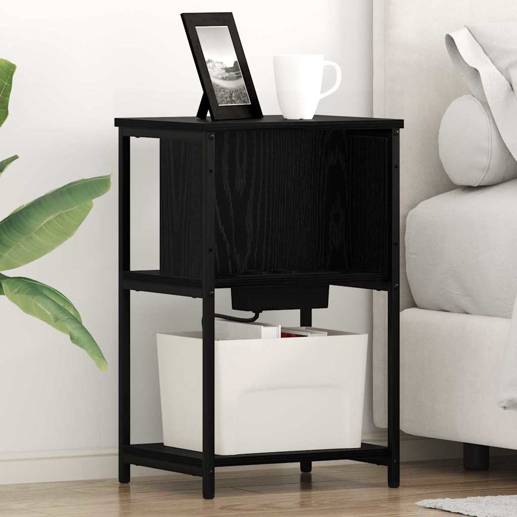 Natskab 2 pcs Sort eg 38 x 31 x 61 cm Konstrueret træ billede