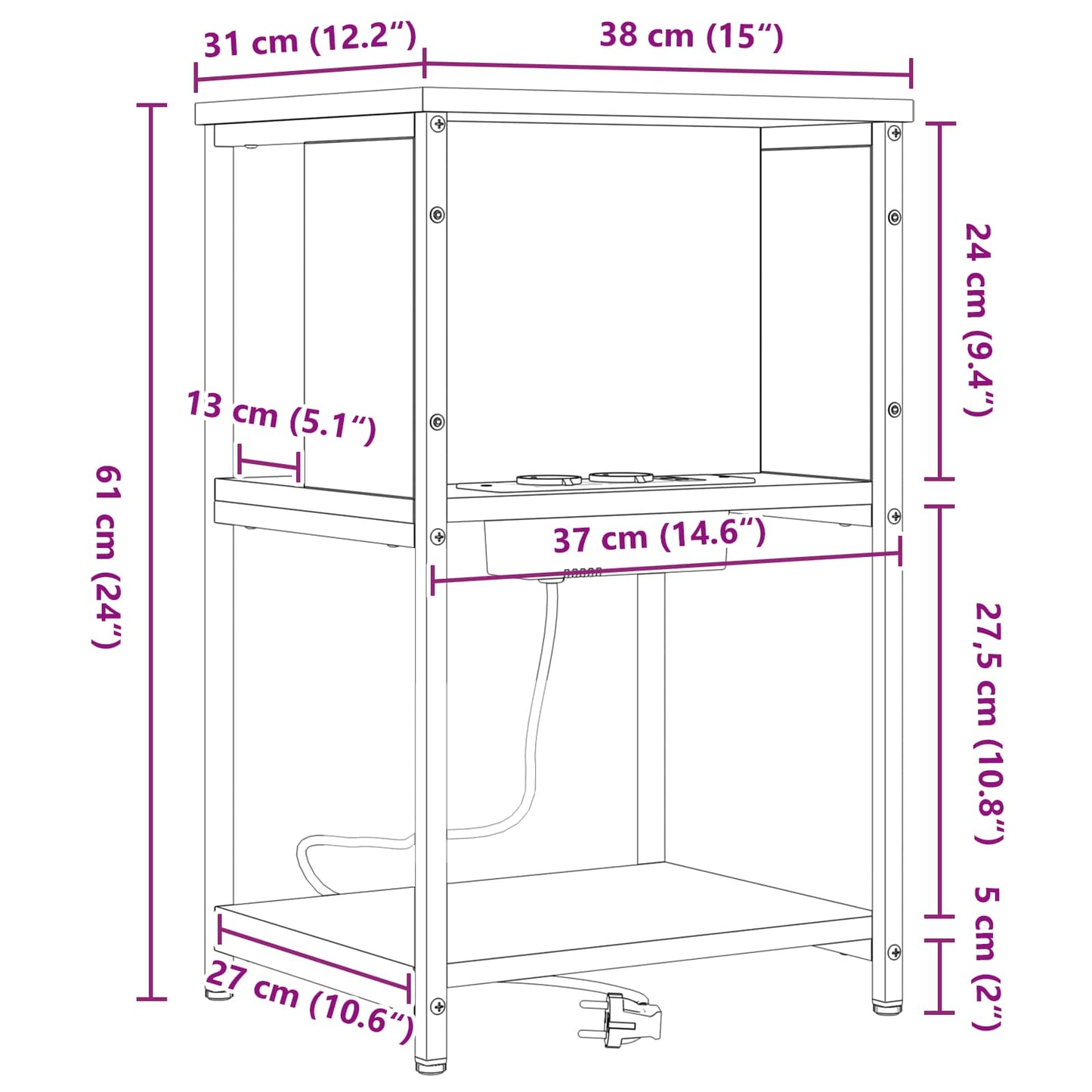 Natskab Sonoma eg 38 x 31 x 61 cm Konstrueret træ