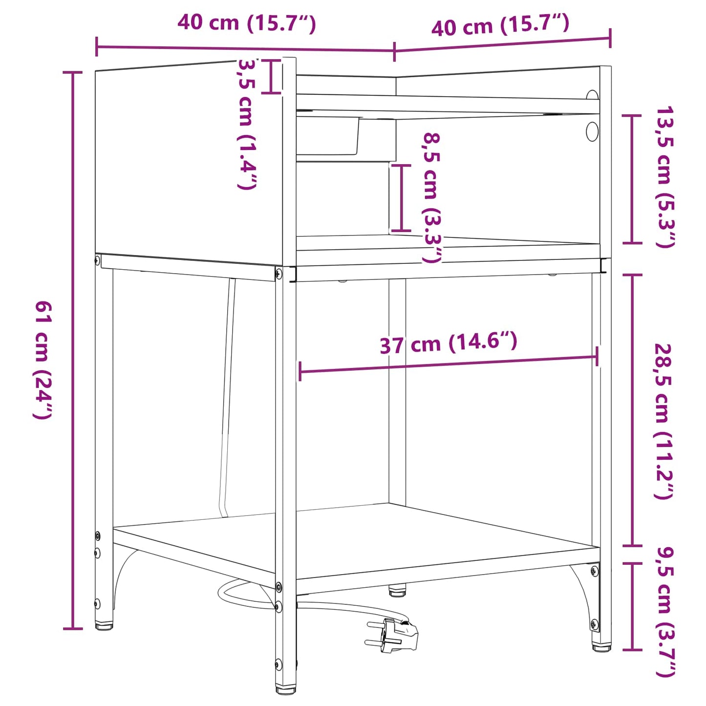 Natskab 2 pcs Sonoma eg 40 x 40 x 61 cm Konstrueret træ