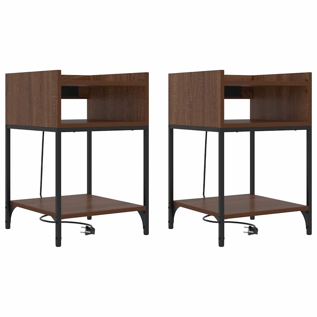 Natskab med hylde 2 pcs Brun eg 40 x 40 x 61 cm Konstrueret træ