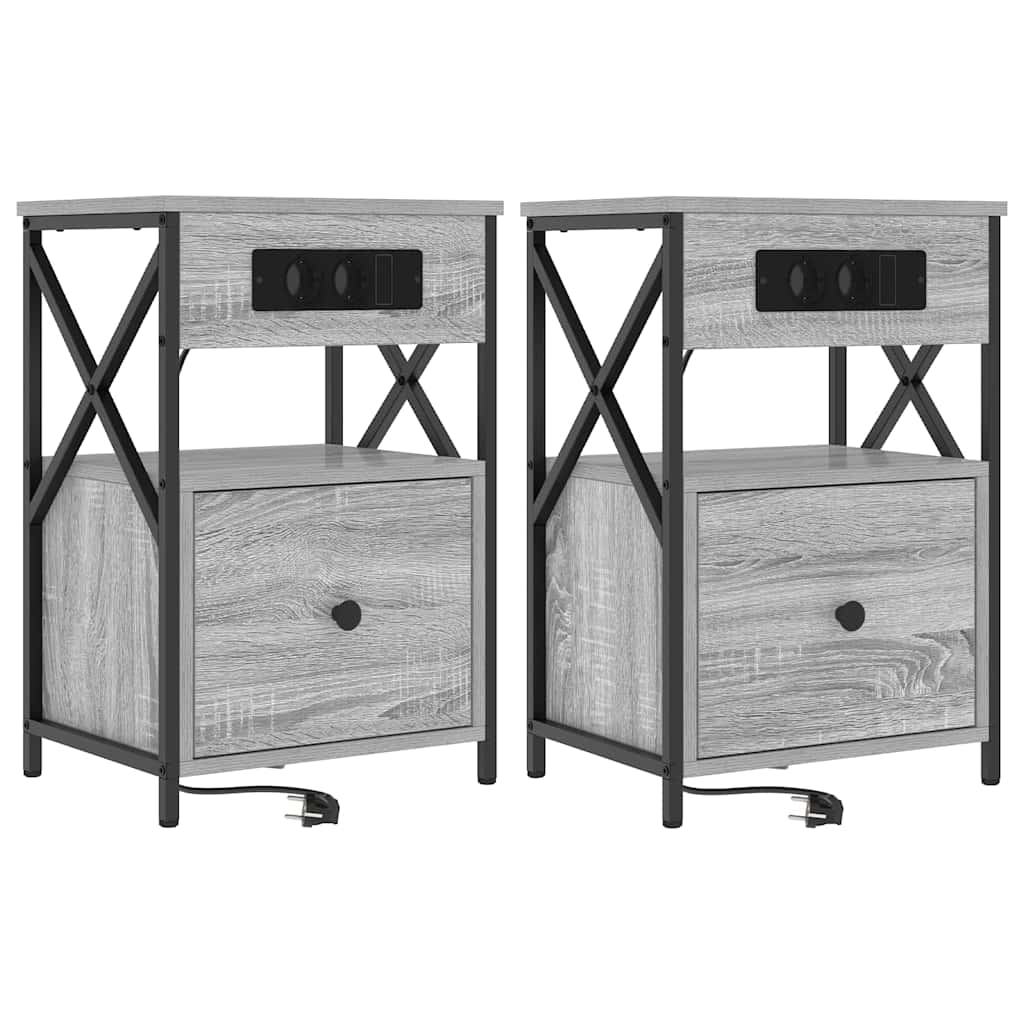 Natskab 2 pcs Grå Sonoma 40 x 31 x 60 cm Konstrueret træ