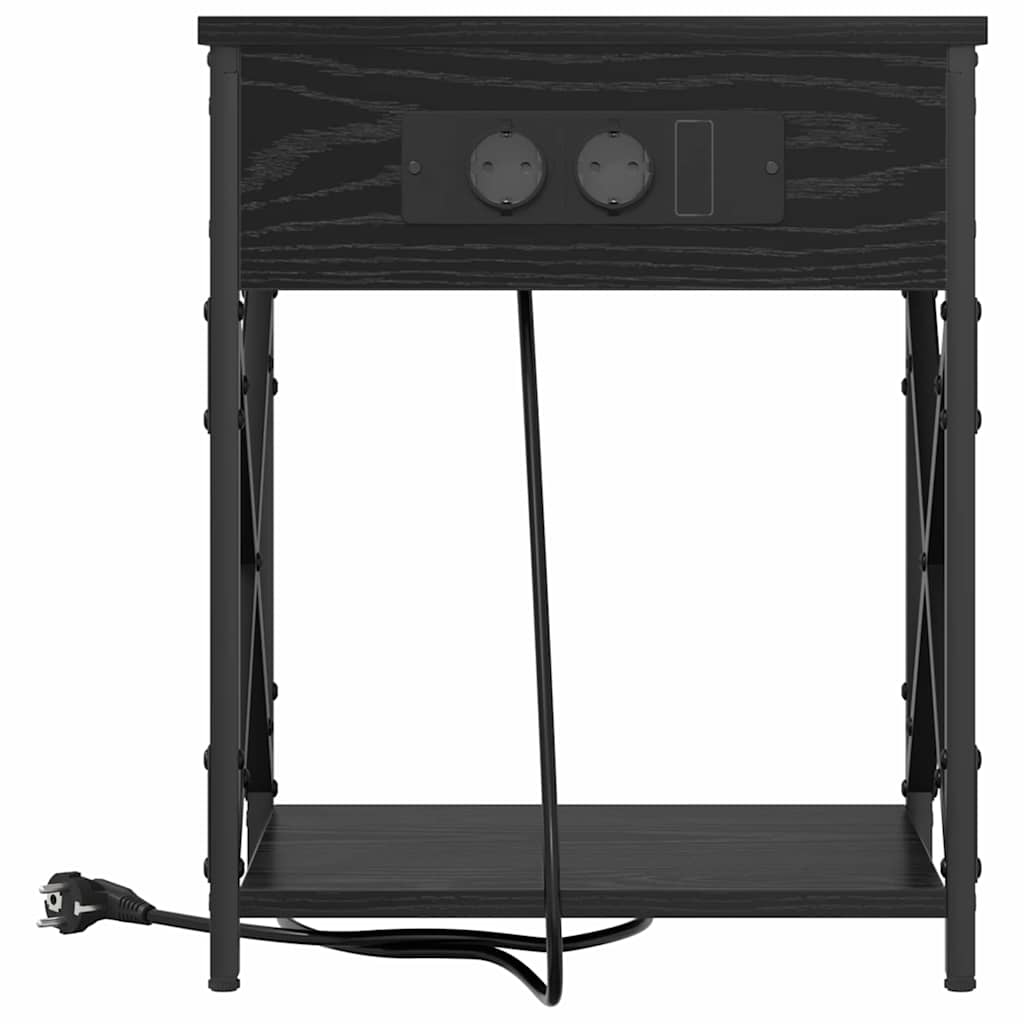 Natskab 2 pcs Sort eg 41 x 31 x 51 cm Konstrueret træ