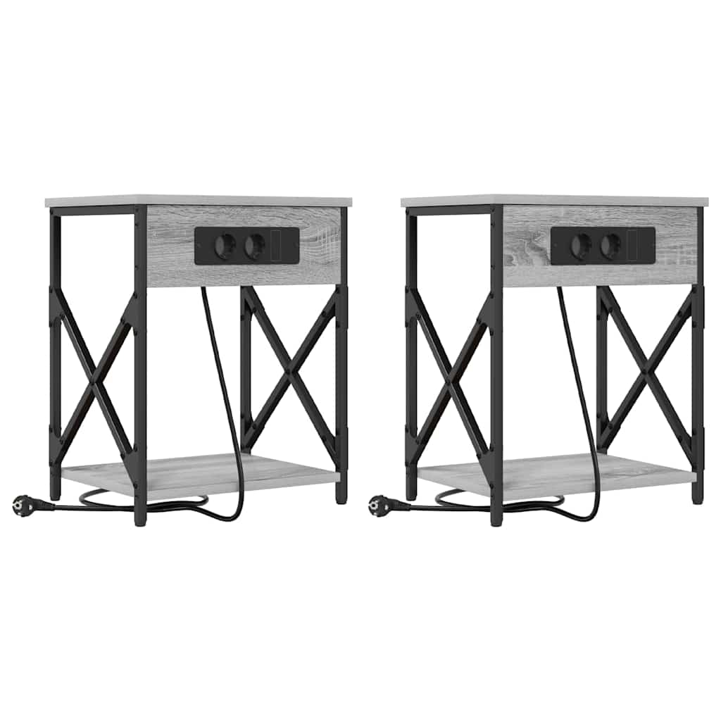 Natskab 2 pcs Grå Sonoma 41 x 31 x 51 cm Konstrueret træ