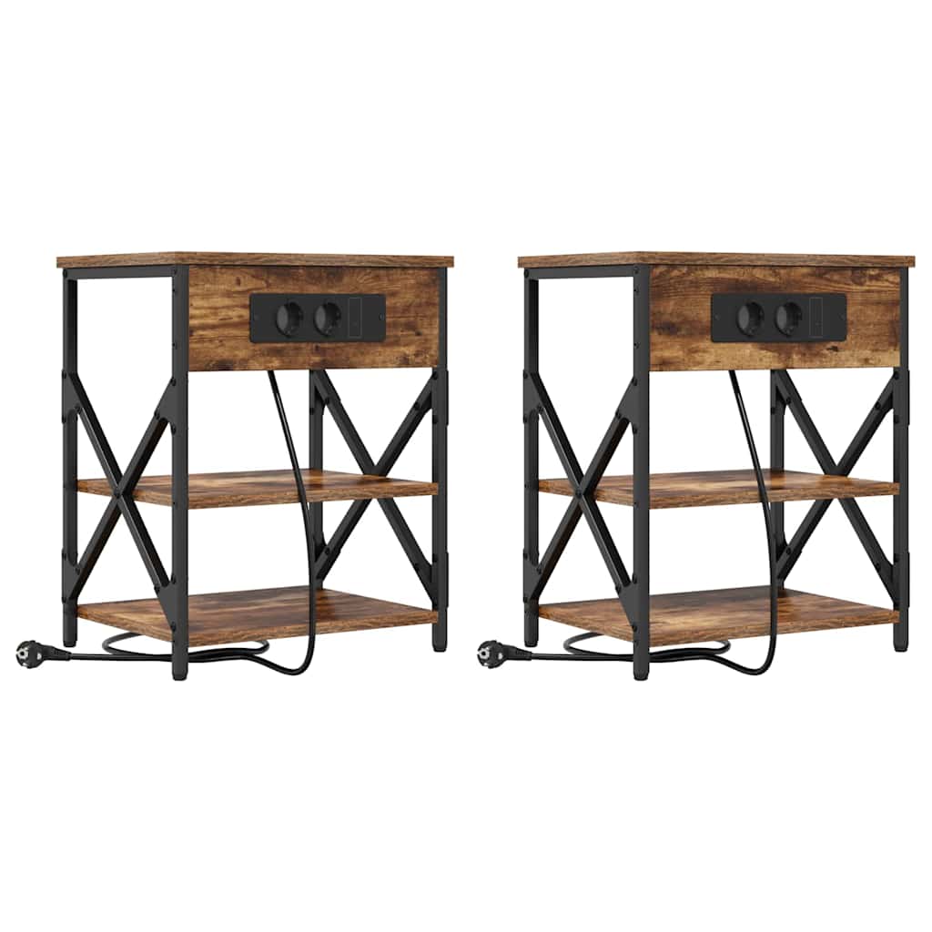 Natskab 2 pcs Røget eg 41 x 31 x 51 cm Konstrueret træ