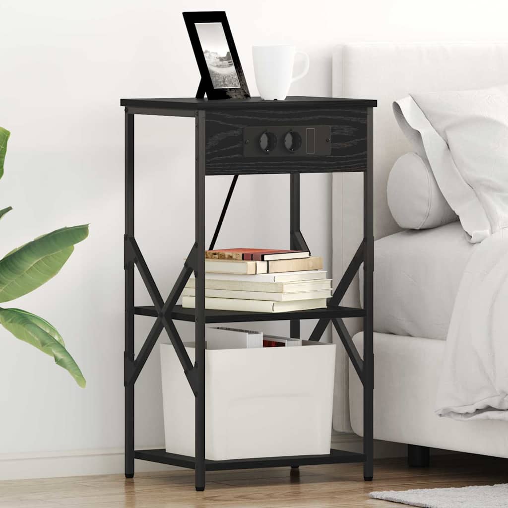 Natskab med hylde Sort eg 41 x 31 x 76 cm Konstrueret træ billede