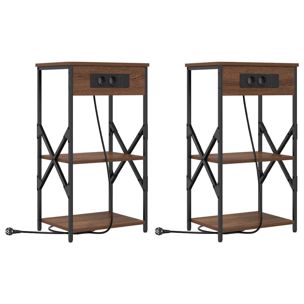 Natskab med hylde 2 pcs Brun eg 41 x 31 x 76 cm Konstrueret træ