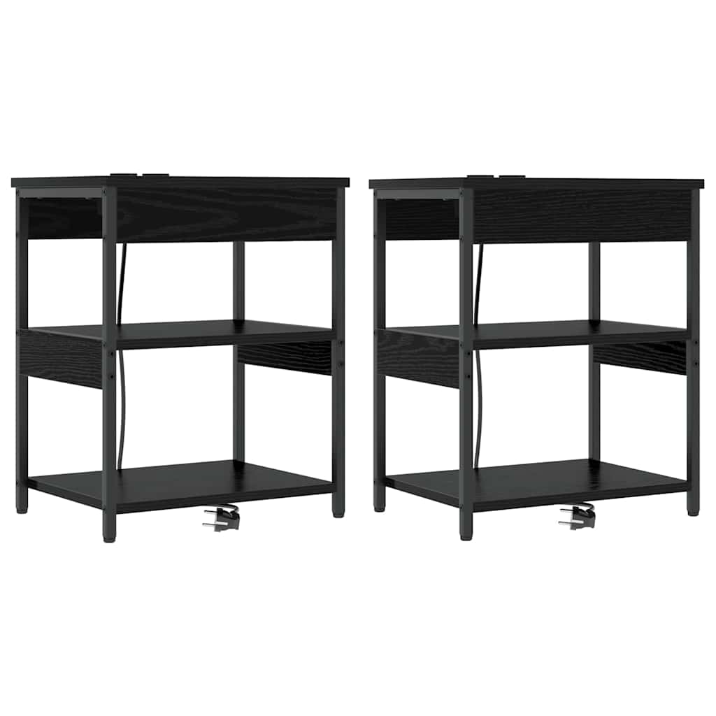 Natskab 2 pcs Sort eg 41 x 31 x 51 cm Konstrueret træ