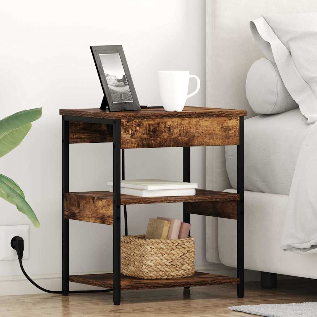 Natskab 2 pcs Røget eg 41 x 31 x 51 cm Konstrueret træ billede