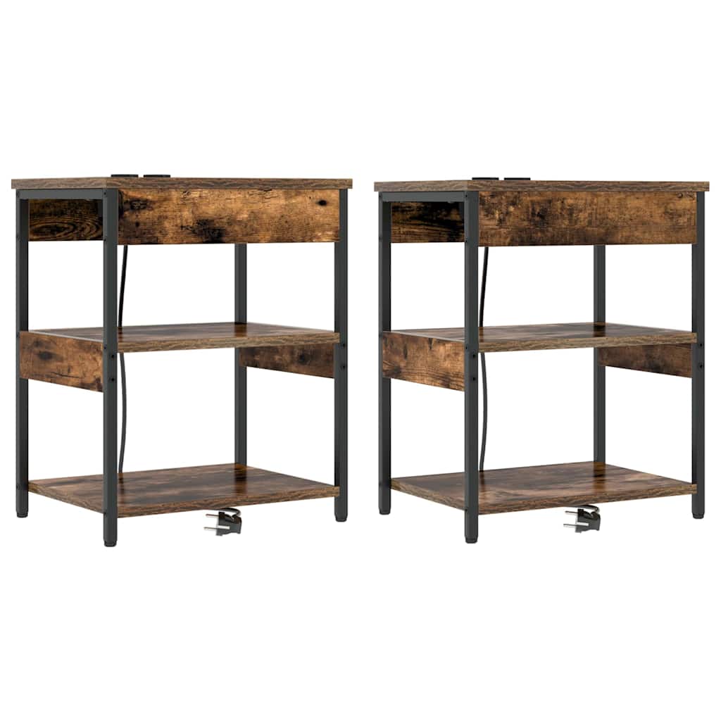 Natskab 2 pcs Røget eg 41 x 31 x 51 cm Konstrueret træ