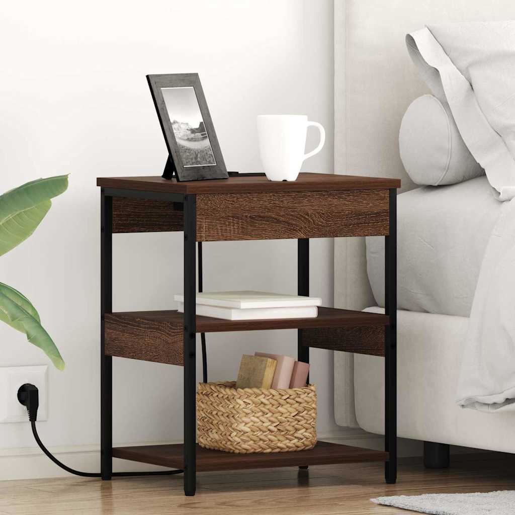 Natskab 2 pcs Brun eg 41 x 31 x 51 cm Konstrueret træ billede