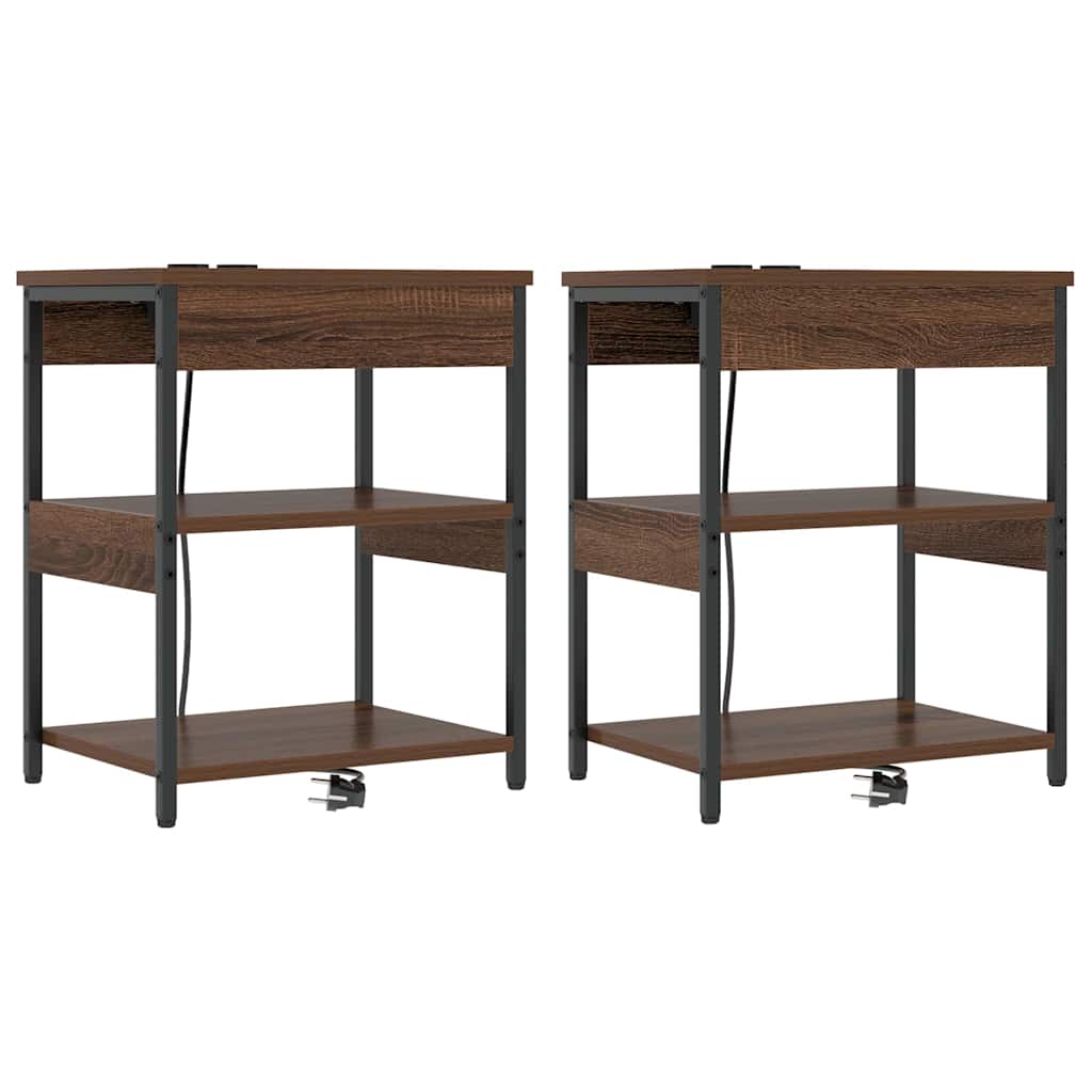 Natskab 2 pcs Brun eg 41 x 31 x 51 cm Konstrueret træ
