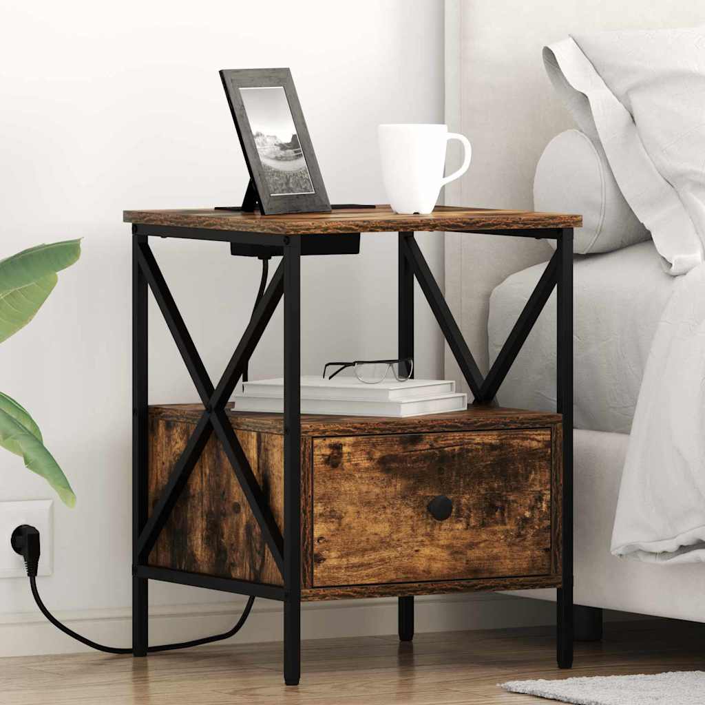 Natskab 2 pcs Røget eg 41,5 x 40,5 x 55 cm Konstrueret træ