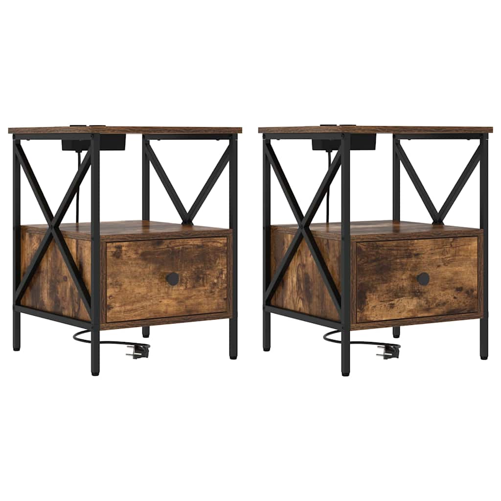 Natskab 2 pcs Røget eg 41,5 x 40,5 x 55 cm Konstrueret træ