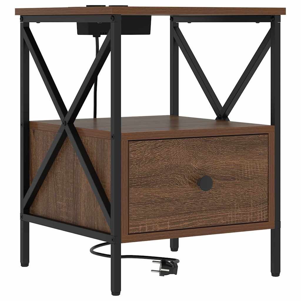 Natskab 2 pcs Brun eg 41,5 x 40,5 x 55 cm Konstrueret træ