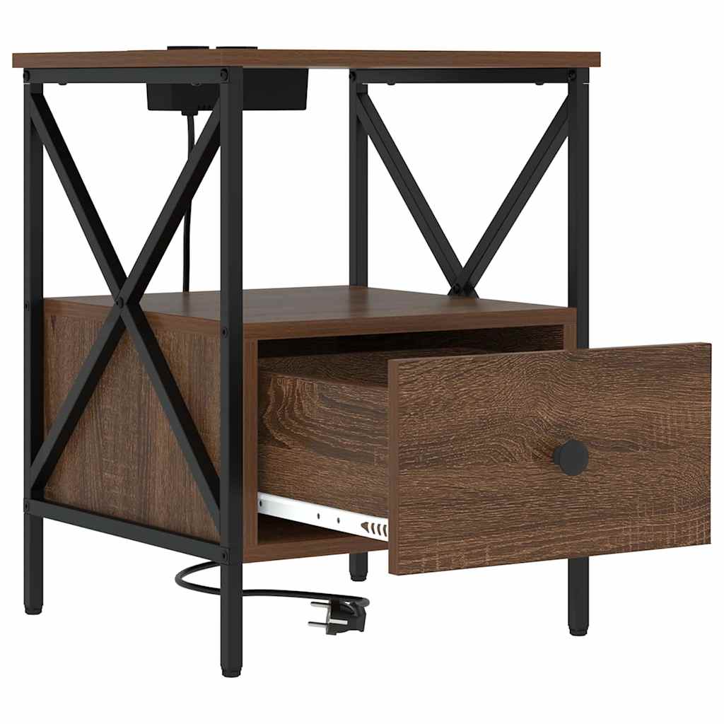 Natskab 2 pcs Brun eg 41,5 x 40,5 x 55 cm Konstrueret træ