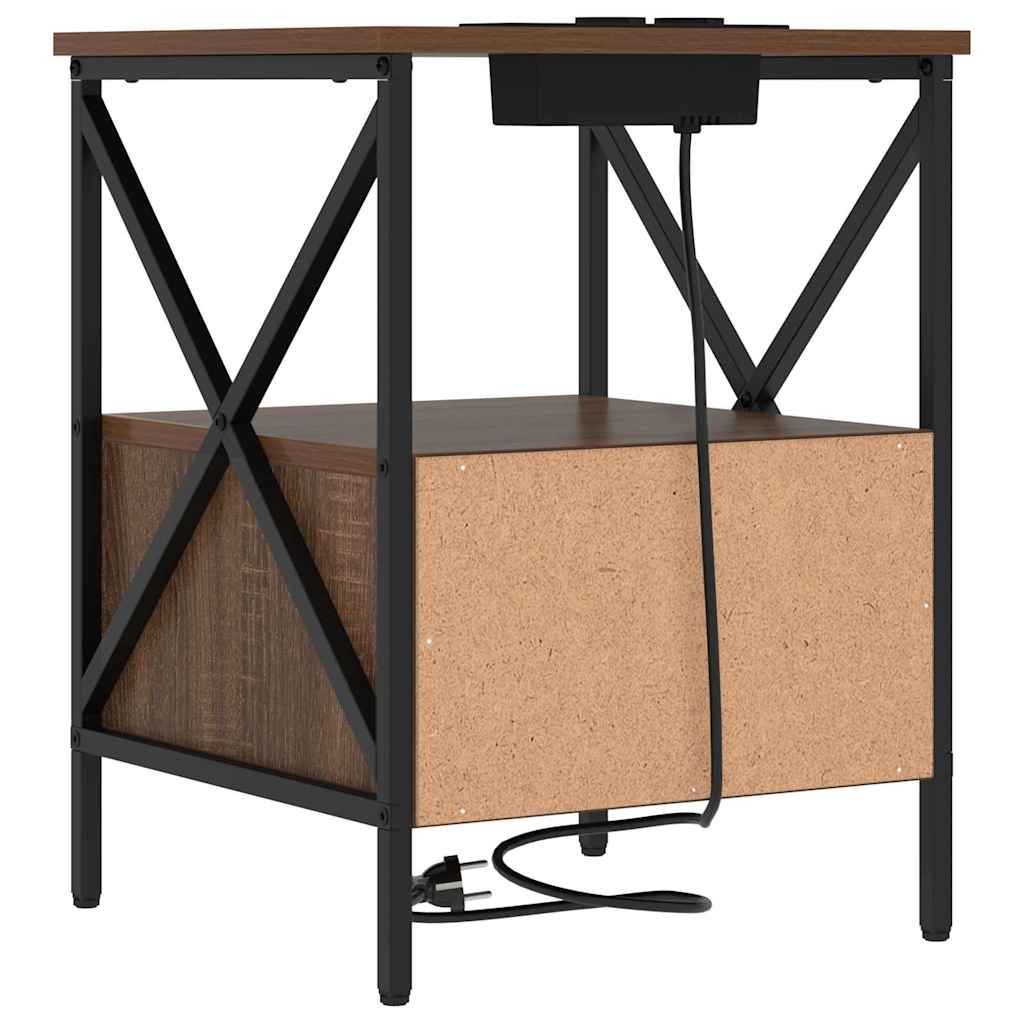 Natskab 2 pcs Brun eg 41,5 x 40,5 x 55 cm Konstrueret træ