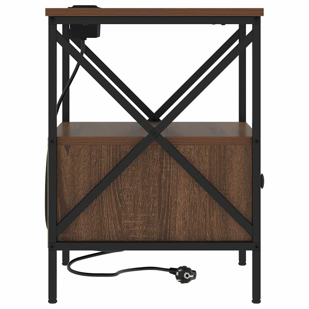 Natskab 2 pcs Brun eg 41,5 x 40,5 x 55 cm Konstrueret træ
