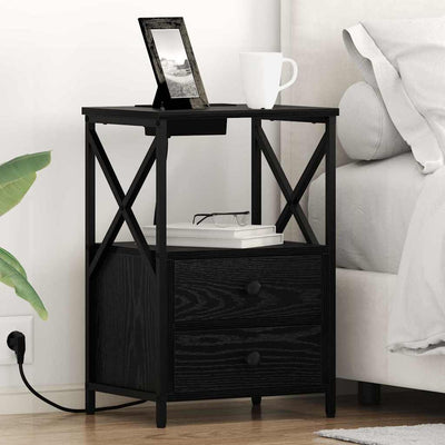 Natskab med skuffe Sort eg 40 x 31 x 60 cm Konstrueret træ