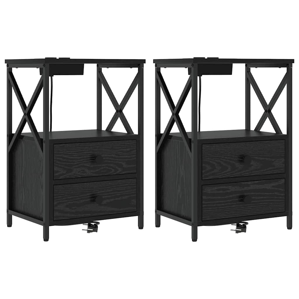 Natskab 2 pcs Sort eg 40 x 31 x 60 cm Konstrueret træ