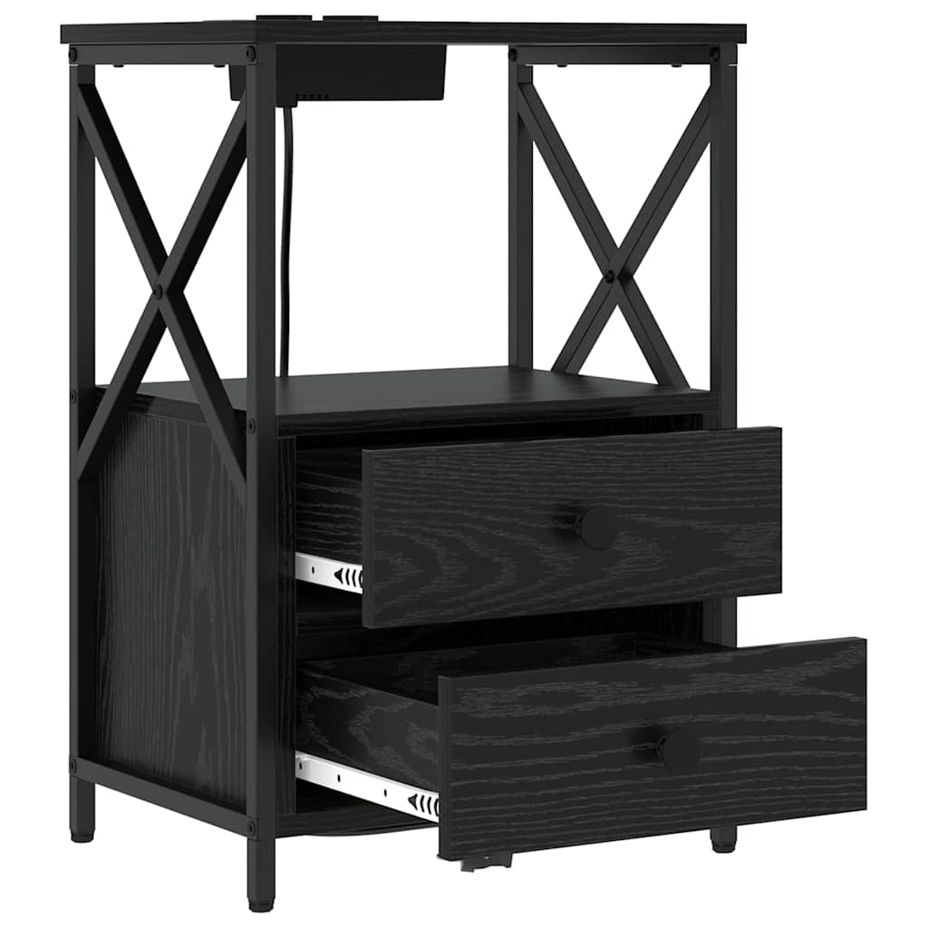 Natskab 2 pcs Sort eg 40 x 31 x 60 cm Konstrueret træ