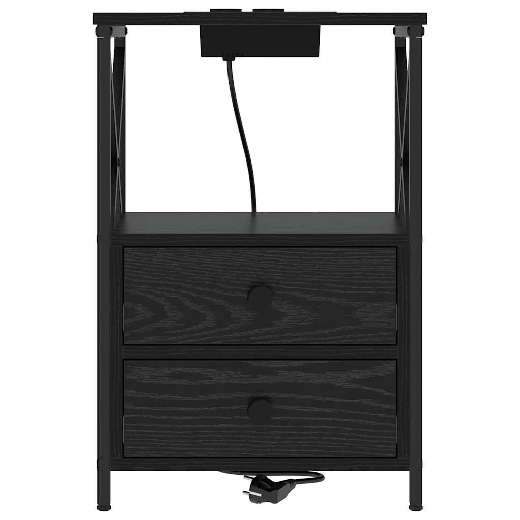 Natskab 2 pcs Sort eg 40 x 31 x 60 cm Konstrueret træ