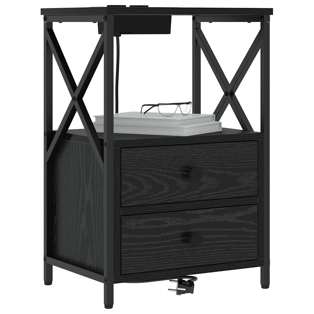Natskab 2 pcs Sort eg 40 x 31 x 60 cm Konstrueret træ