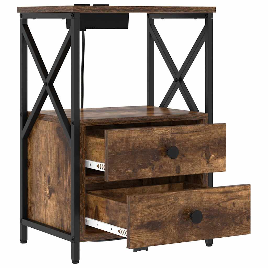 Natskab 2 pcs Røget eg 40 x 31 x 60 cm Konstrueret træ