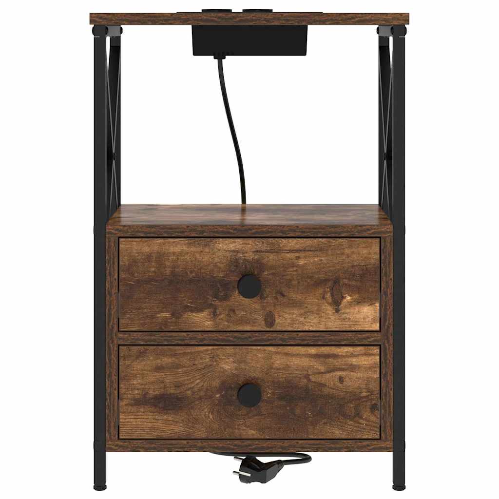 Natskab 2 pcs Røget eg 40 x 31 x 60 cm Konstrueret træ