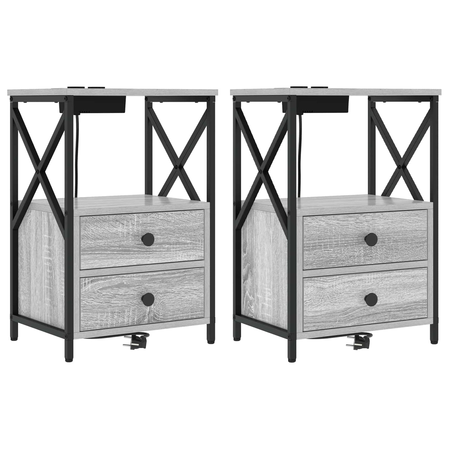Natskab 2 pcs Grå Sonoma 40 x 31 x 60 cm Konstrueret træ