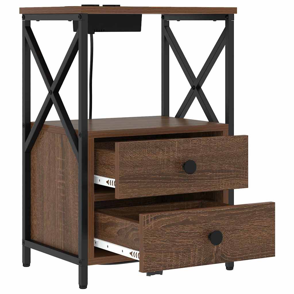 Natskab 2 pcs Brun eg 40 x 31 x 60 cm Konstrueret træ