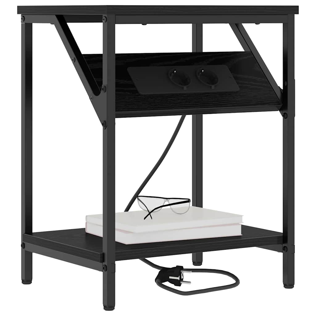 Natskab 2 pcs Sort eg 38 x 30 x 48 cm Konstrueret træ