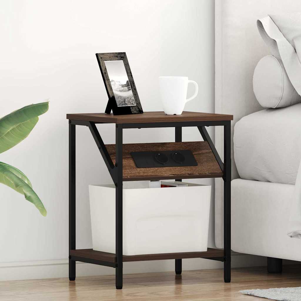 Natskab 2 pcs Brun eg 38 x 30 x 48 cm Konstrueret træ billede