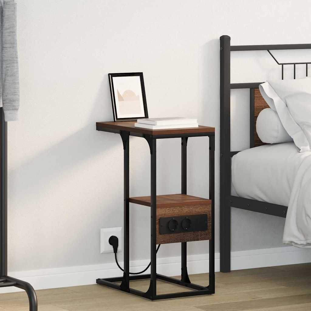 Natskab med skuffe Brun eg 41.5 x 26 x 60.5 cm Konstrueret træ billede