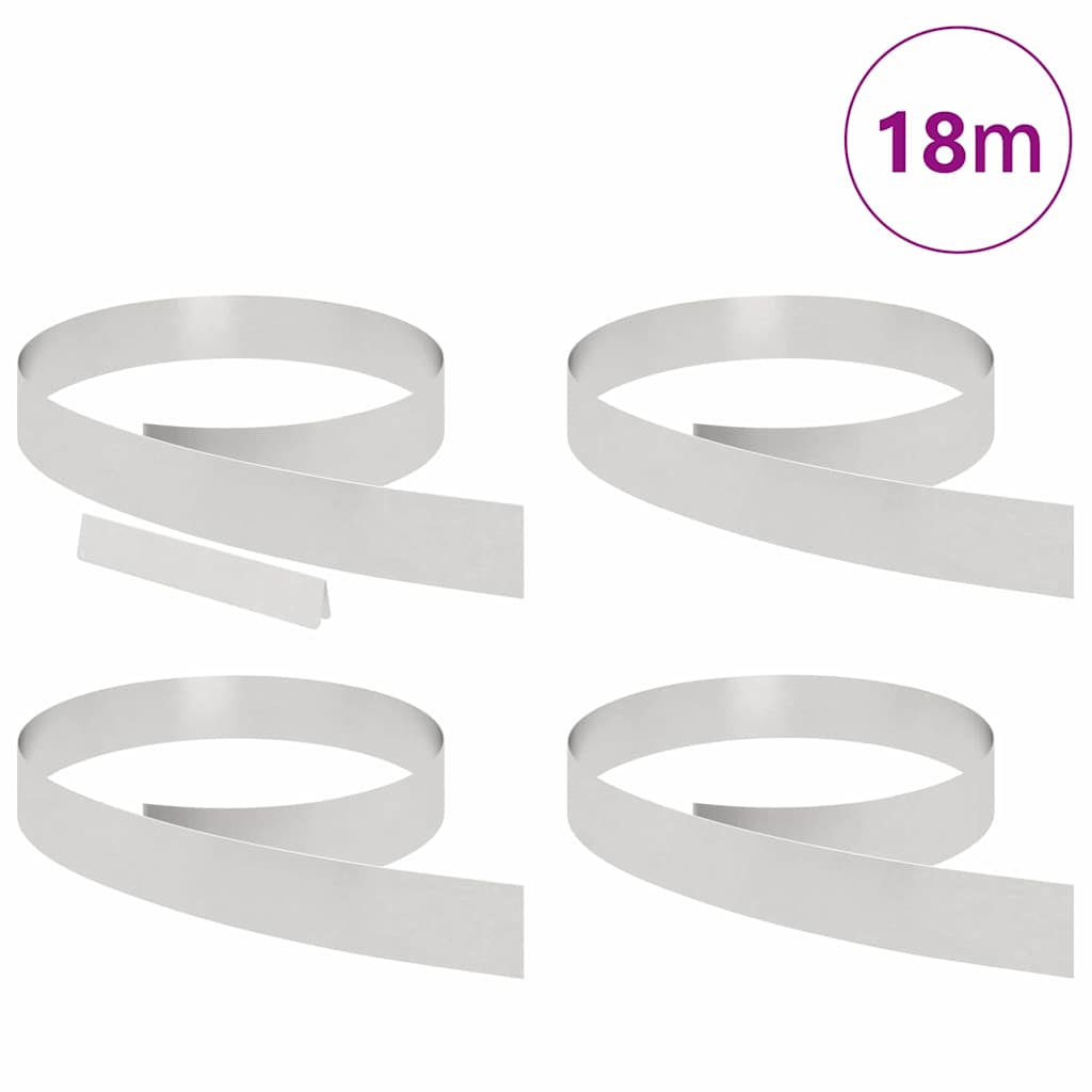 Plænekant 4 pcs Sølv 450 x 0,05 x 10 cm Rustfrit stål